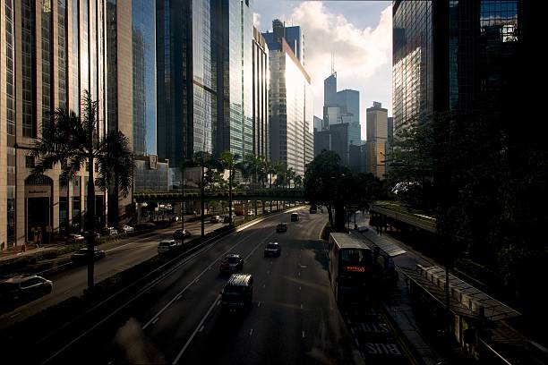 istock Gloucester Road in Hong Kong at sunset 496598667
