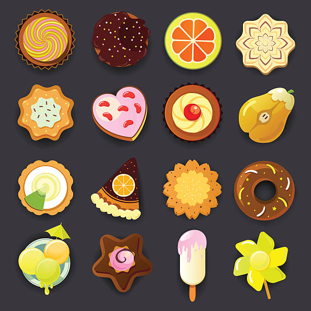 dessert (candy) icon set vector art illustration
