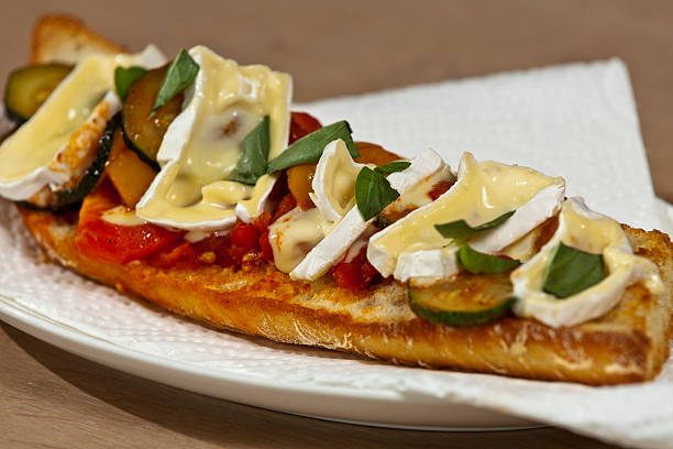 Vegetable Baguette with Camembert stock photo