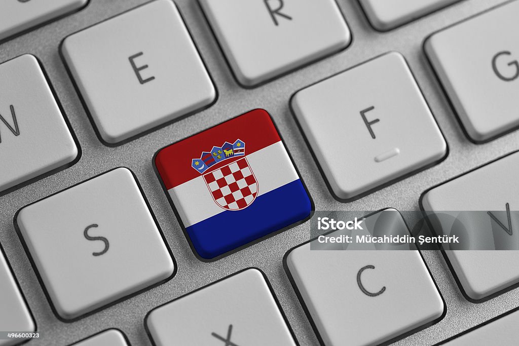 Croatia flag on a laptop Authority Stock Photo