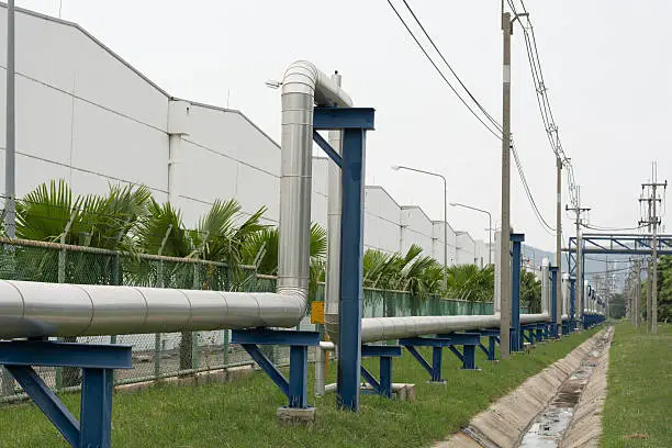 industrial pipelines on pipe-bridge
