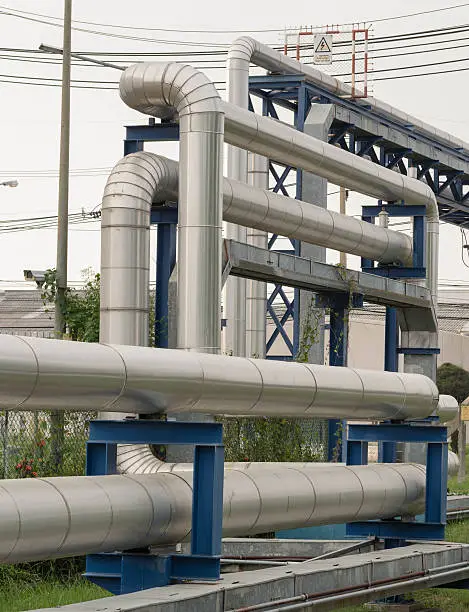 industrial pipelines on pipe-bridge