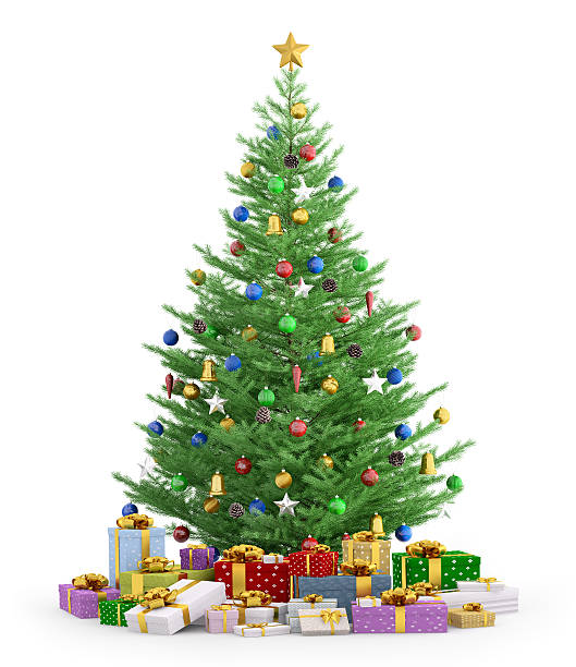 istock Christmas tree with gifts isolated 3d render 496603222