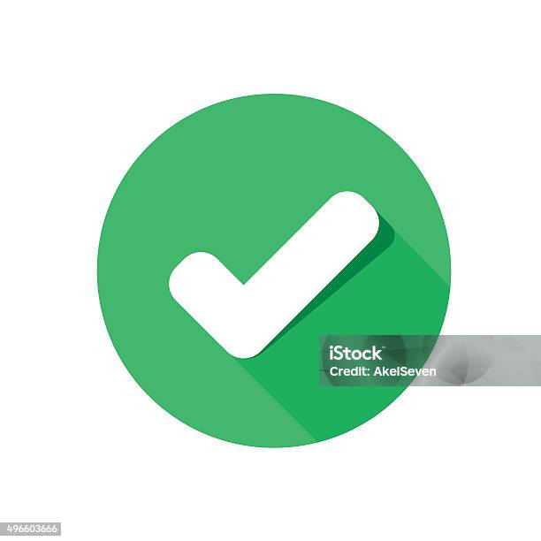 Flat Icon Check Stock Illustration - Download Image Now - Check Mark, Checking - Sports, Examining