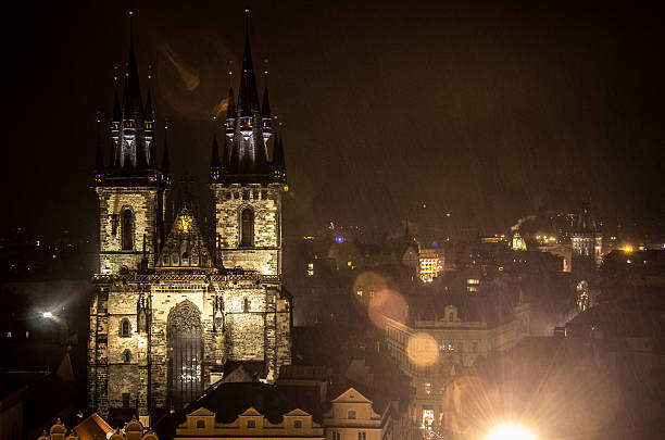 istock Tyn Church in Prague at Night 496604351