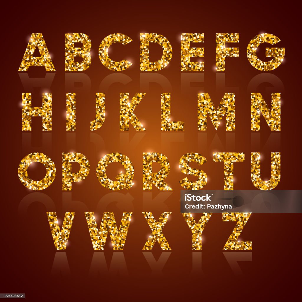 Abc Letters Golden Golden Alphabet Stock Illustration - Download Image Now - 2015 ...