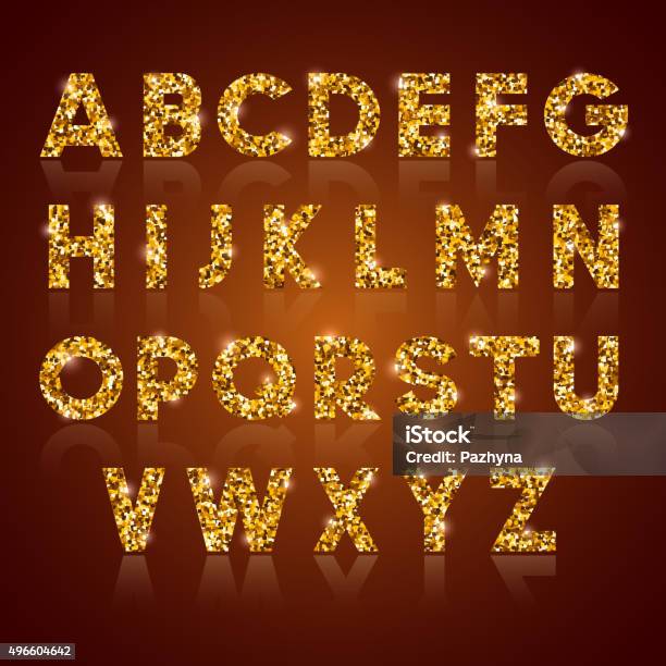 Golden Abcd Golden Alphabet Stock Illustration - Download Image Now - 2015 ...