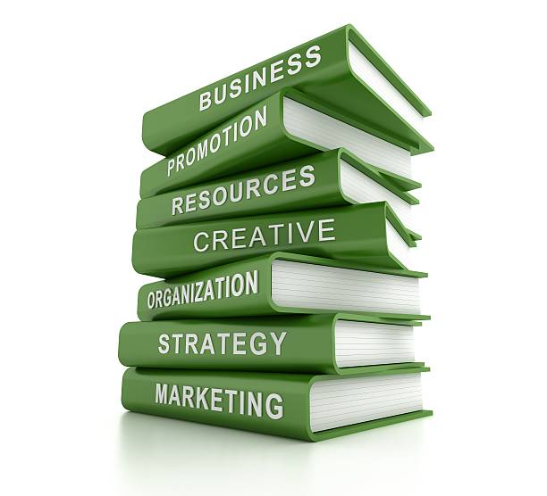 istock Marketing related green books on white 496606974