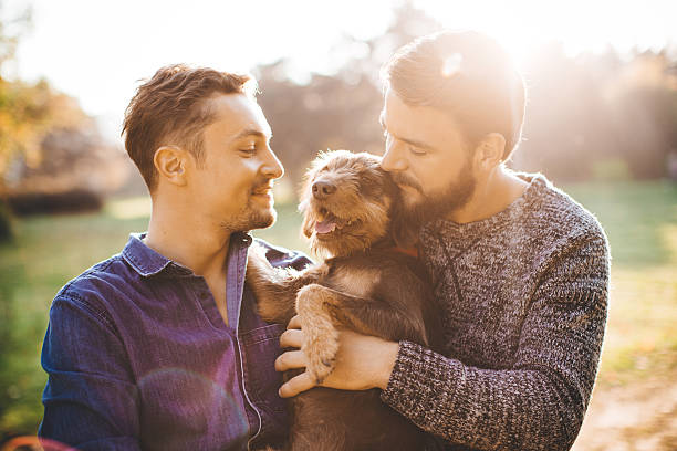 relaxante ao ar livre juntos. - gay man homosexual men kissing - fotografias e filmes do acervo