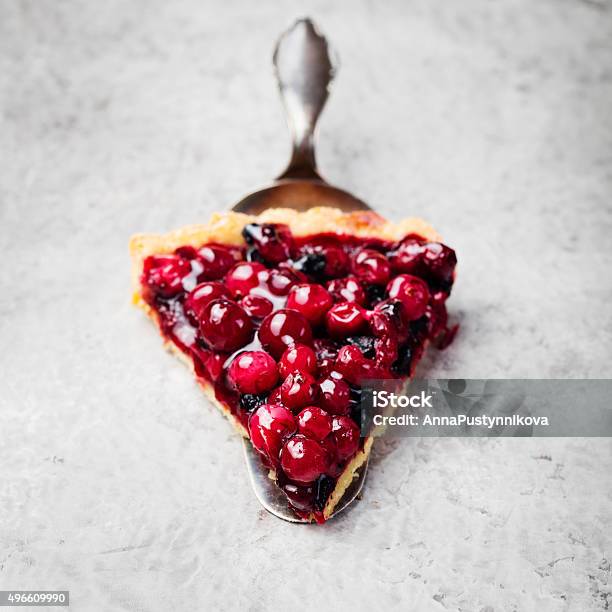Tart Pie Cake With Jellied Fresh Cranberries Bilberries Stock Photo - Download Image Now