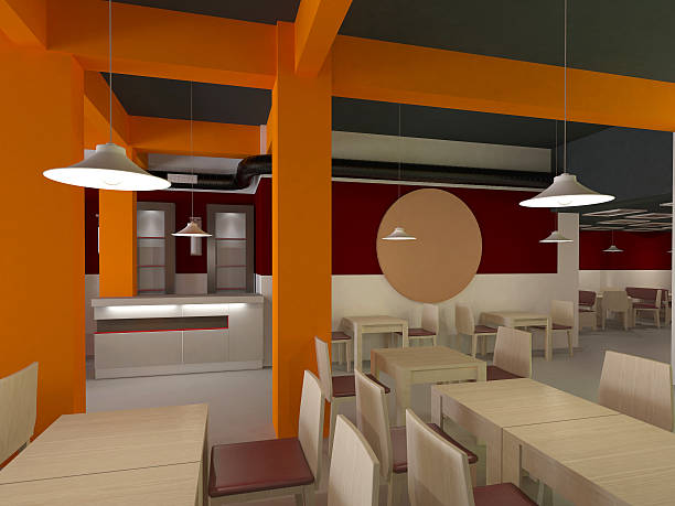 istock 3d rendering of a fast food restaurant interior design 496612548
