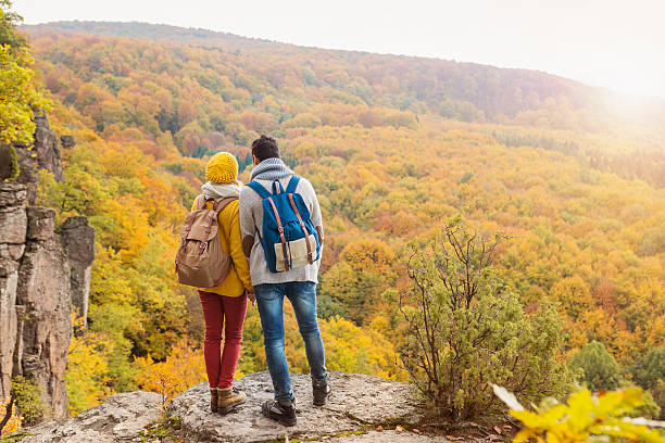 istock Beautiful couple in autumn nature 496613282
