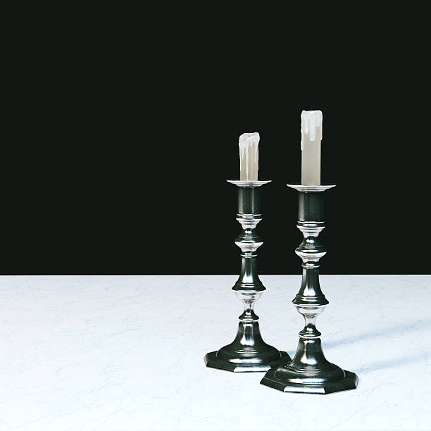 istock Retro Candelabra on Marble Desk in Black Interior 496615116