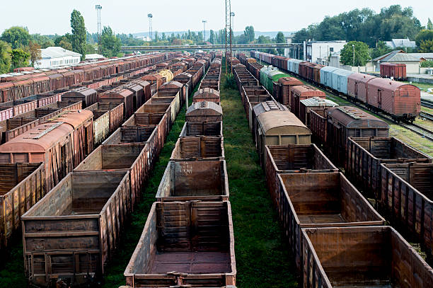 istock old cars at provincial railway station, a railway fork, railway 496615286