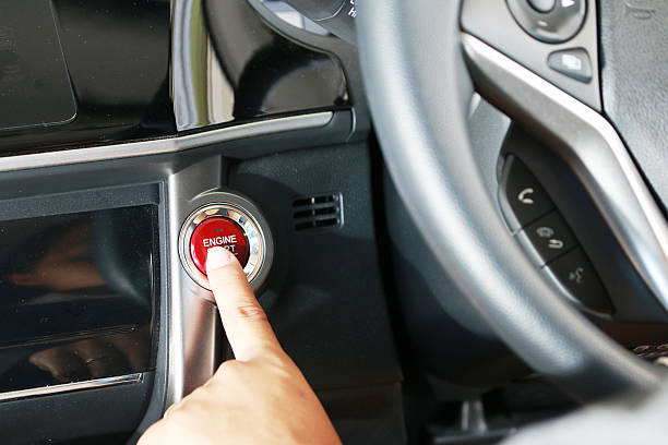 istock Business woman push an engine start button 496616831