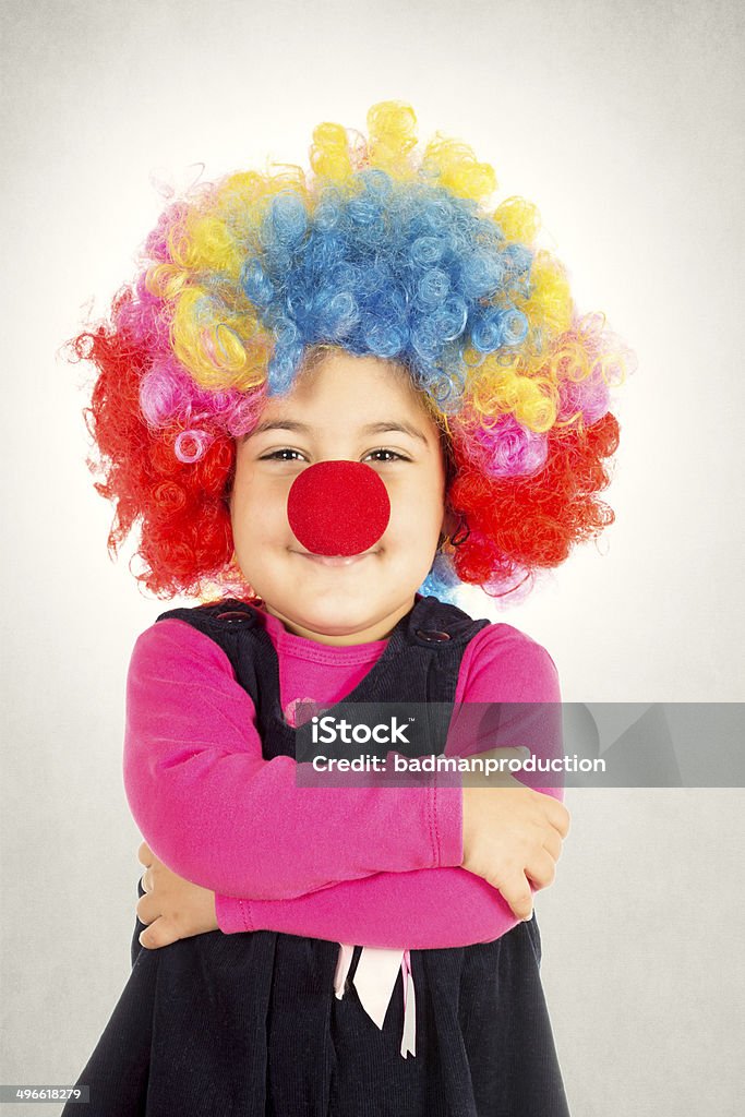 Happy clown Happy little clown with crossed hands 2-3 Years Stock Photo