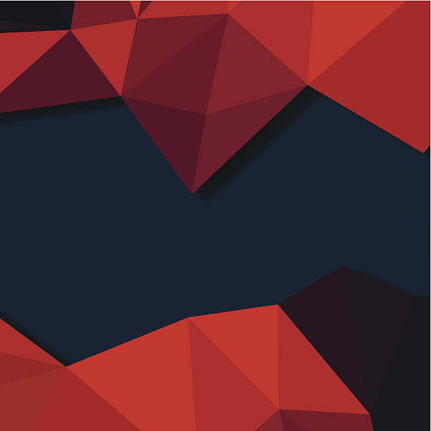 abstrakt rot 3d-dreieck muster mit blauen hintergrund - kaleidoscope illustration and painting triangle abstract stock-grafiken, -clipart, -cartoons und -symbole