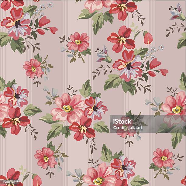 Seamless Vintage Flower Pattern Stock Illustration - Download Image Now - Antique, Art Product, Backgrounds