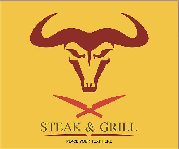 illustrazioni stock, clip art, cartoni animati e icone di tendenza di steak and grill restaurant icona - haunch