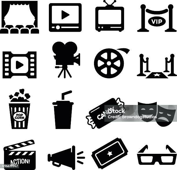 Movie Icons Black Series Stock Illustration - Download Image Now - Icon Symbol, Movie, Film Industry