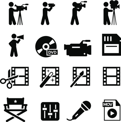 Movie and film production icon set. Professional vector icons for your print project or Web site. See more in this series. 