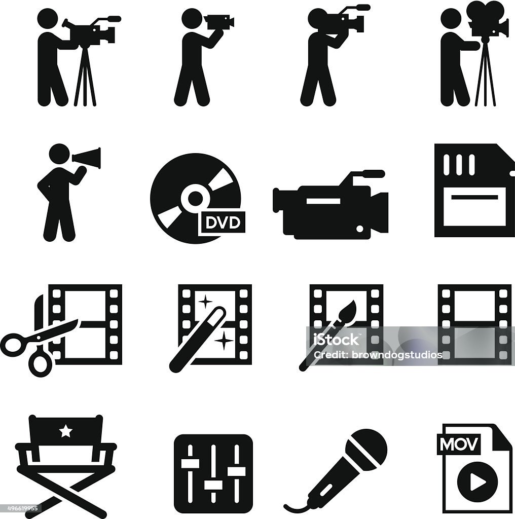 Film Production Icons - Black Series Movie and film production icon set. Professional vector icons for your print project or Web site. See more in this series.  Icon Symbol stock vector