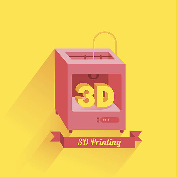 3D Printing flat shaded illustration. Editable vector Eps8 file. 