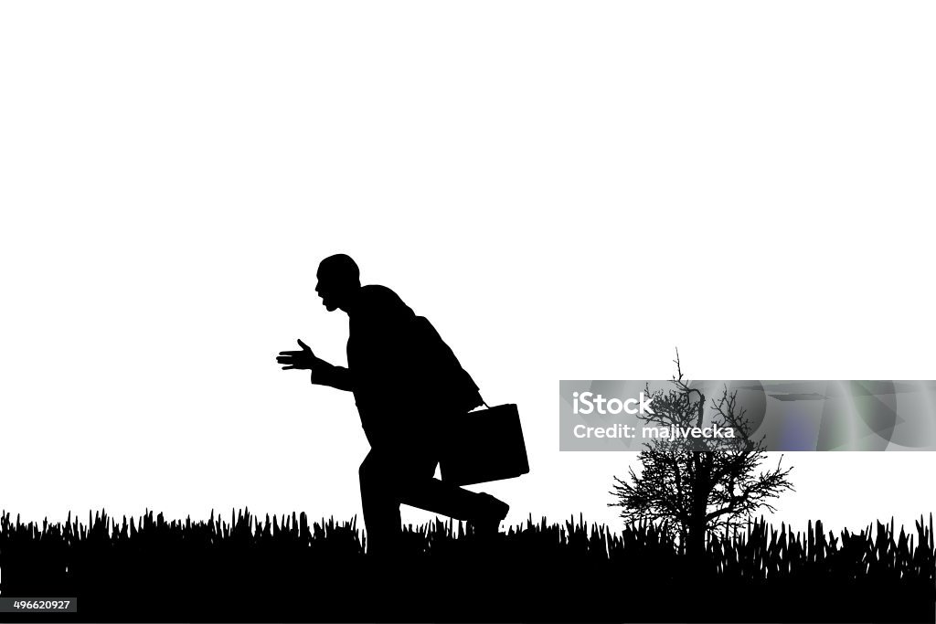 Vector silhouette of a businessman. Vector silhouette of a businessman who running. Active Lifestyle Stock Photo