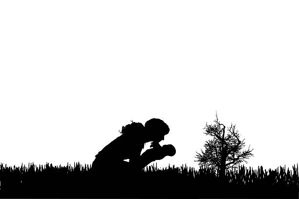 A mother and her 7-year-old daughter holding hands, symbolizing love and connection. A monochrome watercolor silhouette. Ideal for family-themed projects, greeting cards, and emotional storytelling.