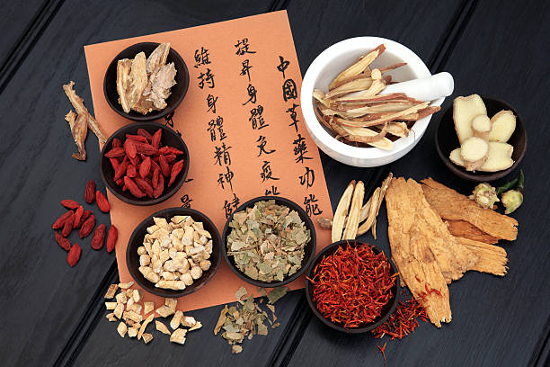 中国医学 - herbal medicine angelica alternative medicine chinese medicine ストックフォトと画像