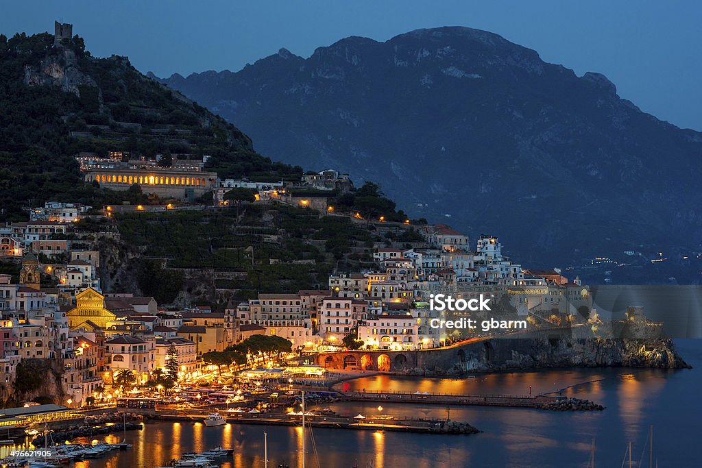 Amalfi city at night View of tthe Amalfi city at night, Italy Amalfi Stock Photo