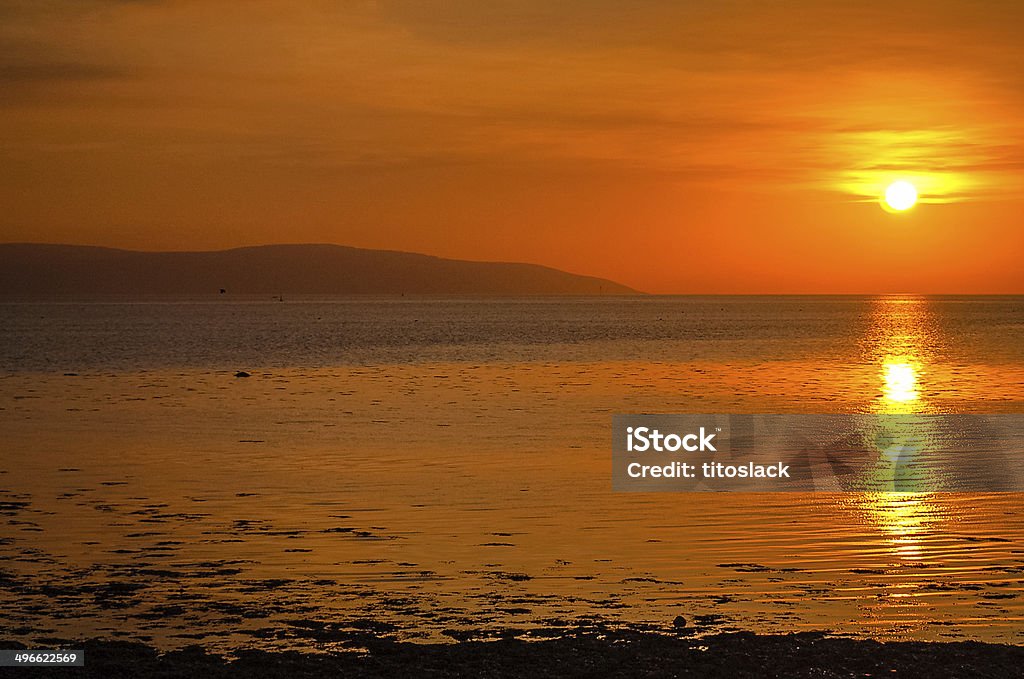 Irish Sunset The Famous Sunset overlooking Galway Bay in the West of Ireland. Above Stock Photo