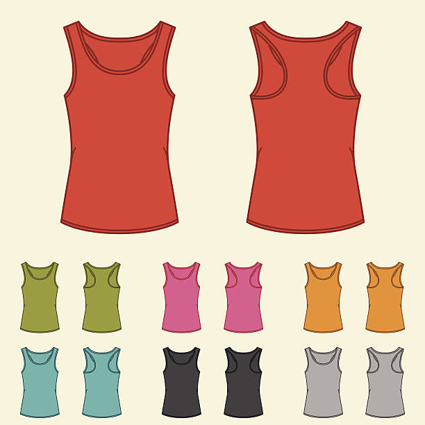 ilustrações, clipart, desenhos animados e ícones de conjunto de modelos de cor singlets para as mulheres. - sem mangas