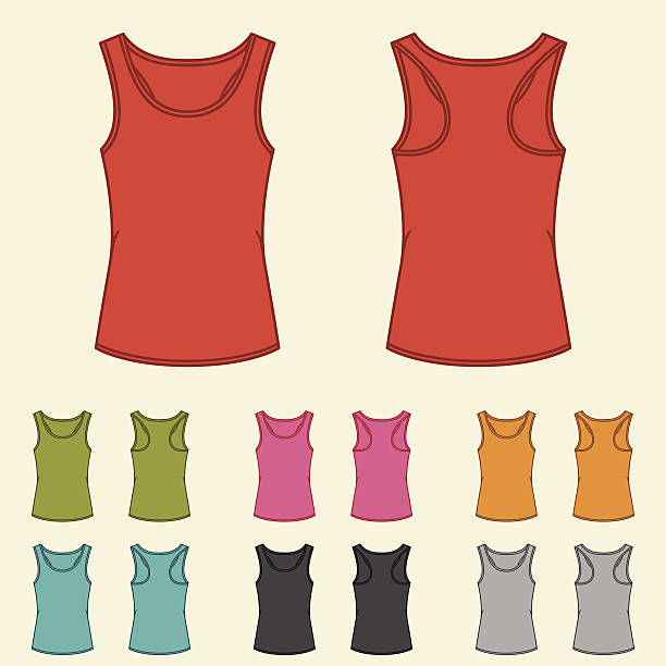 Set of templates colored singlets for women. Set of templates colored singlets for women. sleeveless top stock illustrations
