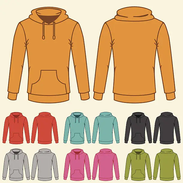 Vector illustration of Set of templates colored sweatshirts for women.