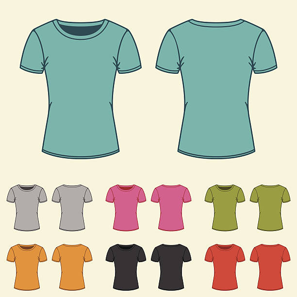 ilustrações, clipart, desenhos animados e ícones de conjunto de modelos de camisetas coloridas para as mulheres. - shirt clothing dress elegance