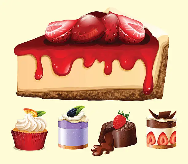 Vector illustration of Different kind of desserts