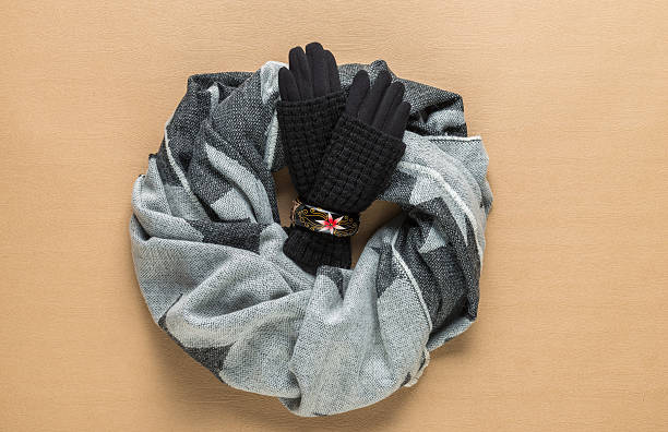istock knitted gloves, scarf 496630928