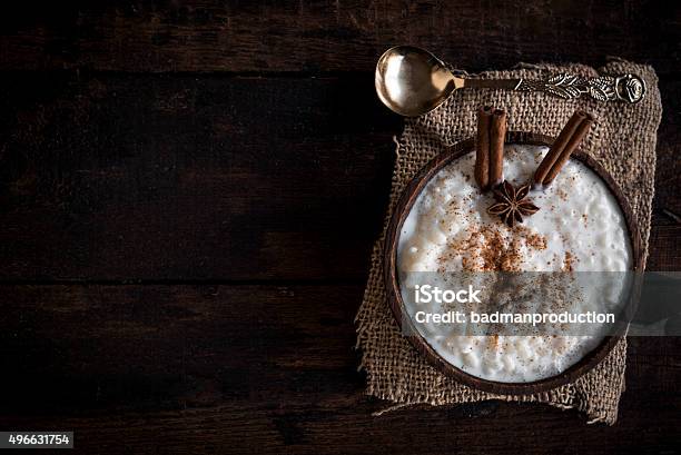 Creamy Rice Pudding Stock Photo - Download Image Now - 2015, Above, Bowl