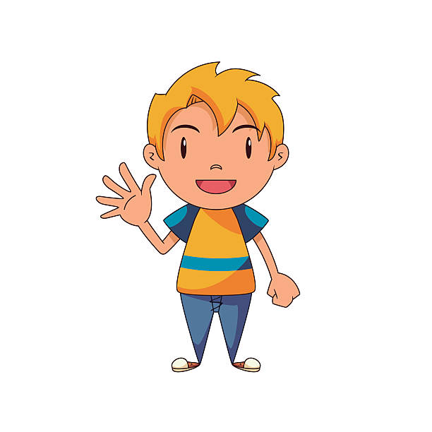 Kid Hello Gesture Stock Illustration - Download Image Now - Blond Hair, Boys,  Child - iStock