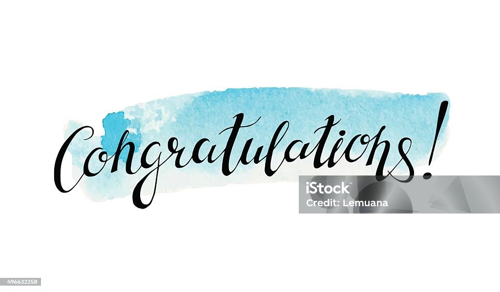 Congratulation banner with abstract watercolor stain Congratulation banner with abstract watercolor stain on  background Congratulating stock vector