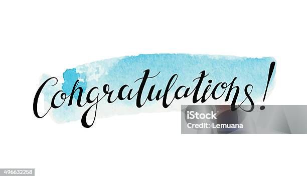 Congratulation Banner With Abstract Watercolor Stain Stock Illustration - Download Image Now