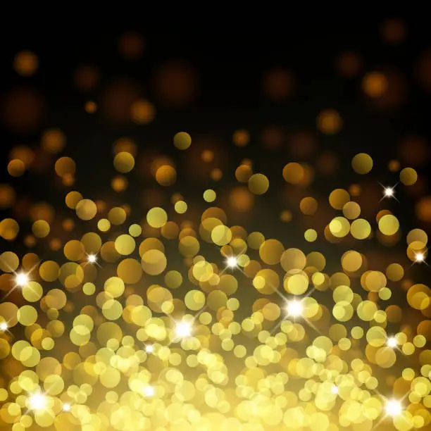 Vector illustration of Gold bokeh floating up