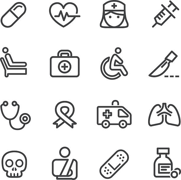 bildbanksillustrationer, clip art samt tecknat material och ikoner med medical icons - line series - rött kors