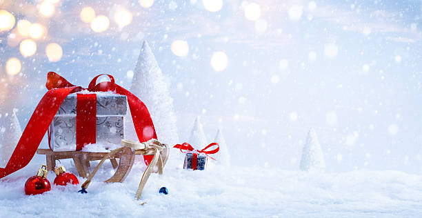 istock art Santa's sleigh with Christmas gifts 496640330