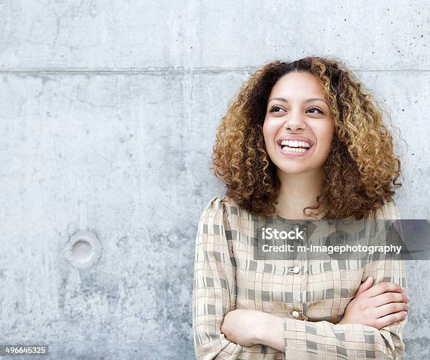 Woman Smiling Outdoors With Arms Crossed Stock Photo - Download Image Now - Women, One Woman Only, African-American Ethnicity