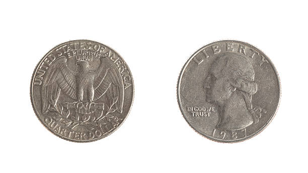 US Dollar Quarter Coin US Dollar Quarter Coin isolated on white dollar bill eagle stock pictures, royalty-free photos & images