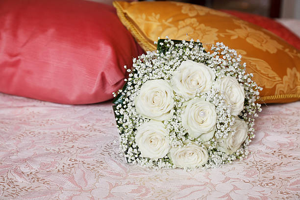 istock Big white roses bouquet 496649753