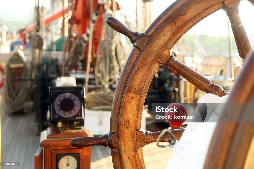 wheel of an old sailing ship Marine Compass Stock Photo