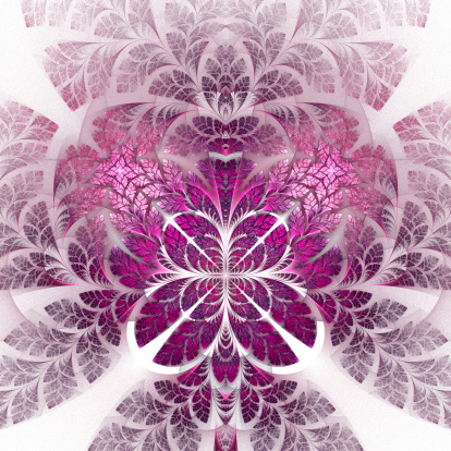 Fabulous fractal pattern in pink. Collection - tree foliage. Computer generated graphics.